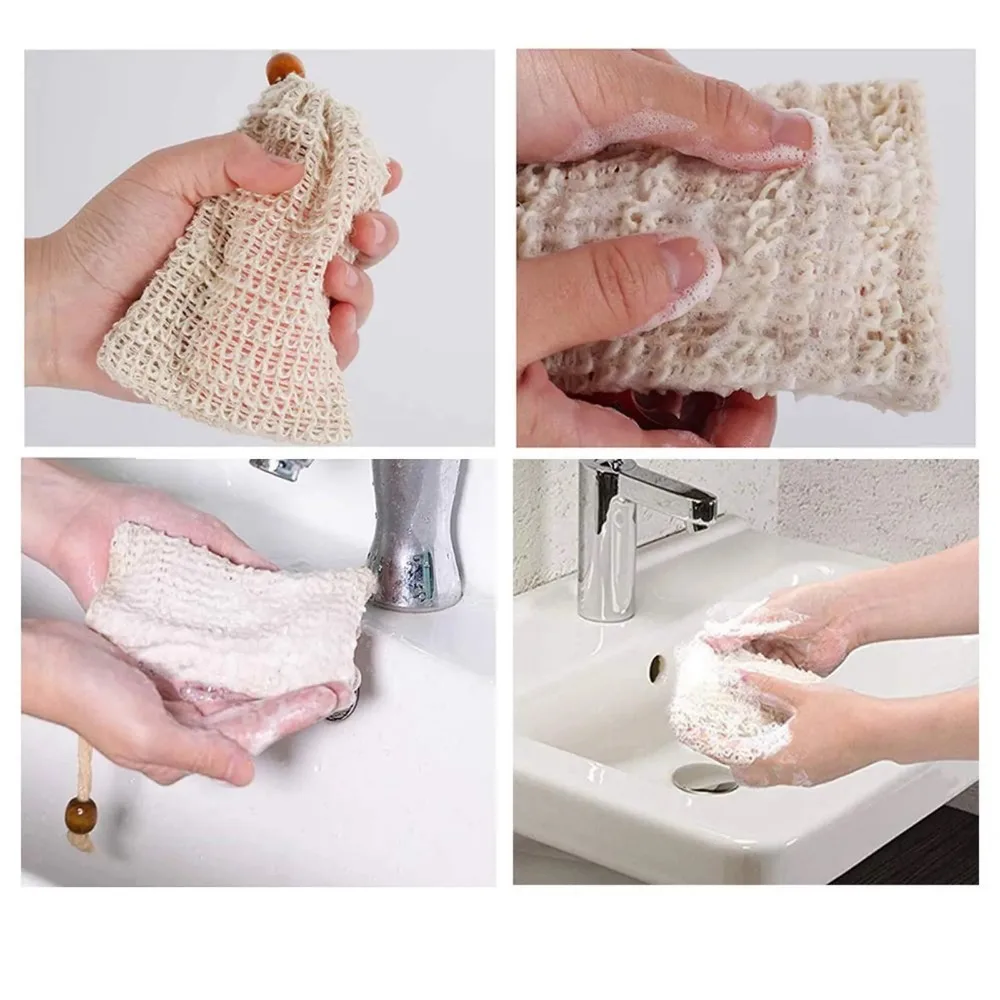 1/10PCS Soap Foaming Mesh Bags Hand-Made Pure Cotton Hangable Foam Net Bag Skin Deep Cleaning Bubble Helper Bathroom Supplies