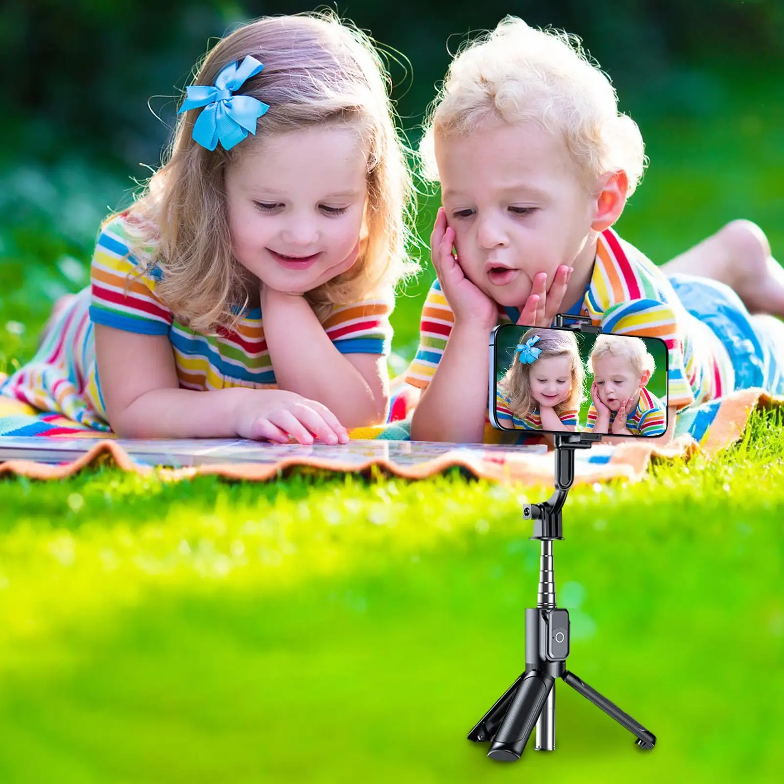 Bastone selfie compatibile con Bluetooth Bastone selfie portatile allungabile wireless con otturatore remoto Treppiedi pieghevoli Bastone selfie