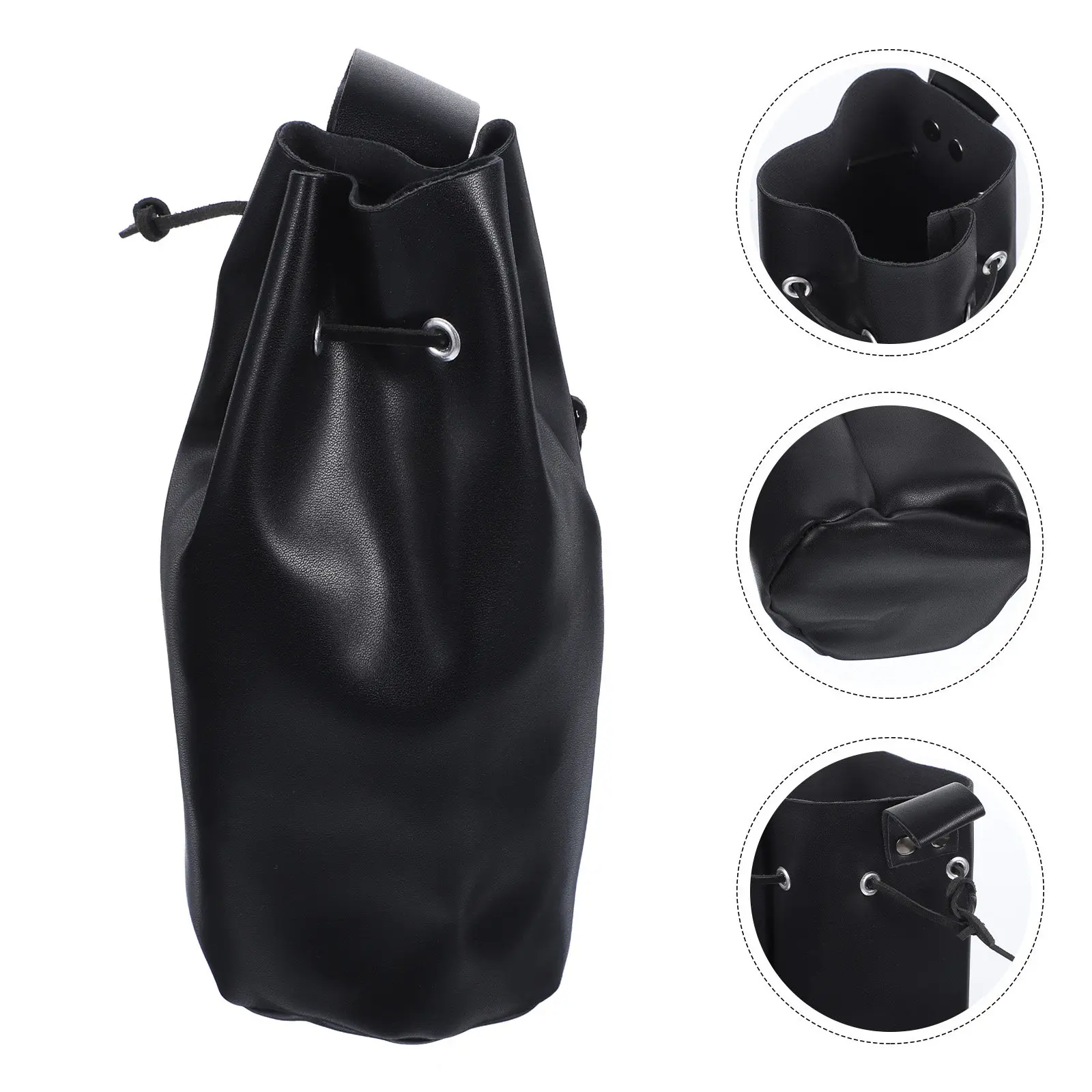 

Medieval Drawstring Waist Bag PU Retro Cosplay Pouch Portable Renaissance Purse Vintage Costume Accessory Party Supply