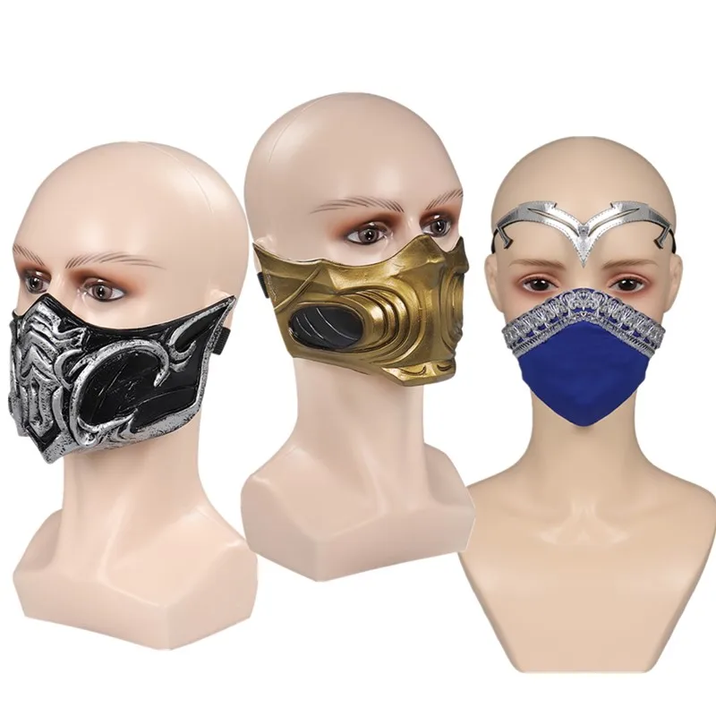 

Mortal Game Kombat Kitana Cosplay Mask Scorpion Latex Masks Sub-Zero Masquerade Headband Halloween Party Costume Accessories