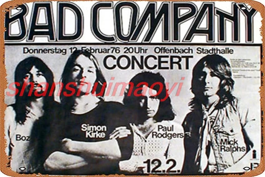 Bad Company concert poster Poster Retro Metal Tin Sign Vintage Sign for Home Coffee Wall Decor 8x12inch ASC