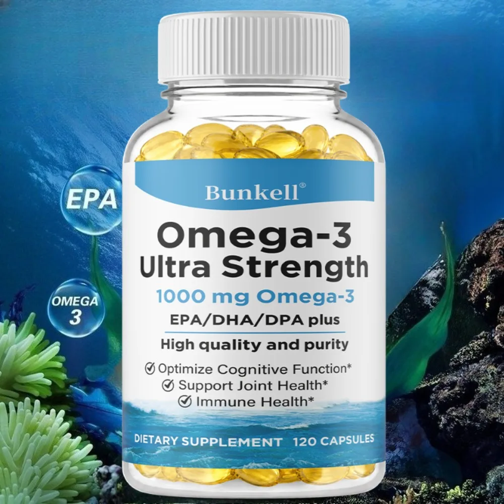 Ultra Strength Omega 3 Fish Oil Supplement, for Immunity, Mood, Bones & Cardiovascular Function, 120 Capsules