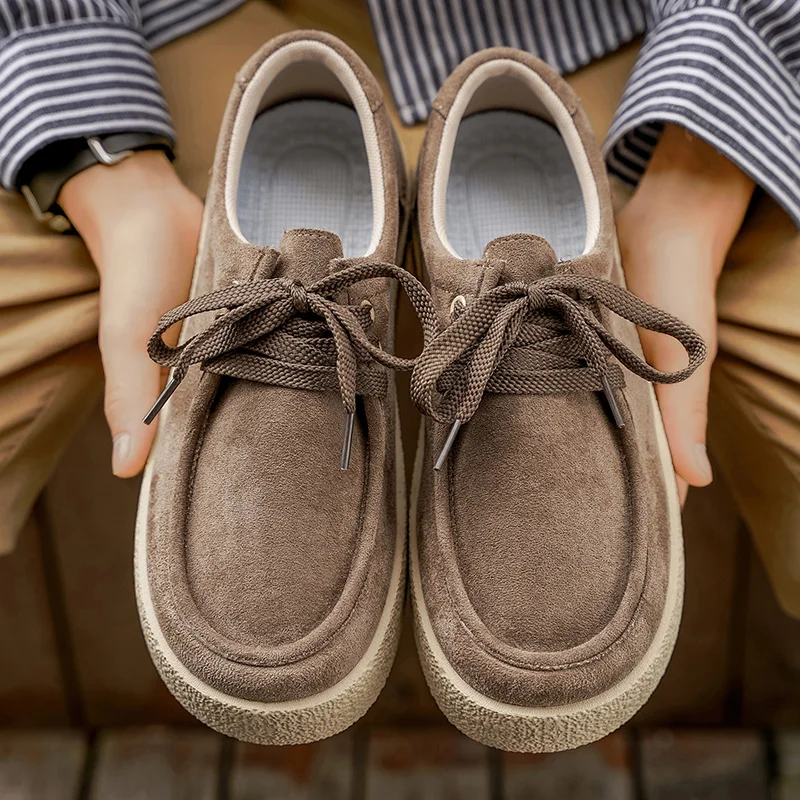 

Autumn and winter new men's shoes thick soled casual sports board shoes suede leather fashionable and comfortable work shoes