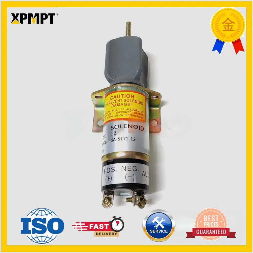12V  Fuel shut off Solenoid 1502-12C3U1B1S1A SA-5171-12 For Bobcat Kubota Yanmar 3 Terminals