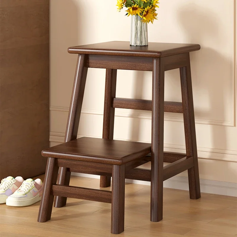 Solid Wood Folding Ladder Stool Household Dual-use Bar Stair Chair Multi-functional Indoor Flower Rack Step Stool Furniture