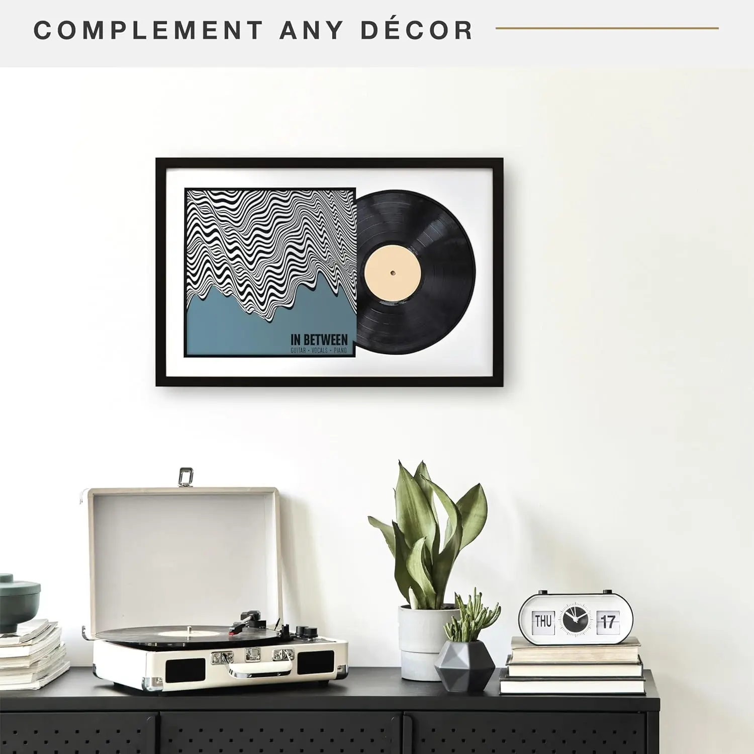 Record Album Frame with Black Bottom Mat, Black, 16.5 x 25 in