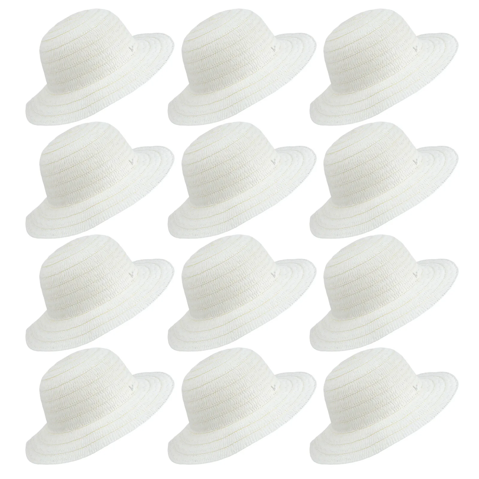 12pcs Kids Diy Straw Hats Blank Paintable Sun Caps For Craft Party Farm Costume Outdoor Summer Child Straw Cowgirl Hat Hand