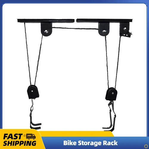 Sistema de polea de elevación de bicicletas, elevador de bicicletas de garaje con rodamiento de 60kg, estante de bicicleta superior, colgador de bicicletas de techo de alta resistencia