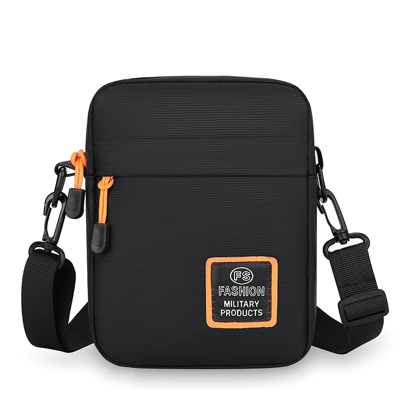Men’s Lightweight Nylon Crossbody Bag Multiple Compartments Zipper Square Bag Adjustable Strap Crossbody Bag for Daily Use