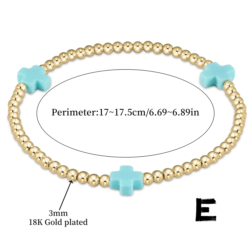 Großhandel Kreuz-Armband Stapelbare Designer-Armbänder für Frauen 18K Vergoldet Wasserdichter Schmuck Boho Sommer Strand Pulseras – Detail 6
