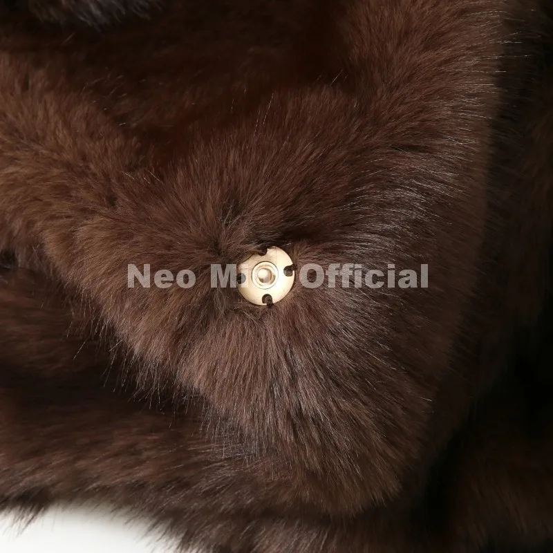 Neo Mint Winter 2026 New Stylish Mocha Brown Belted Wrap Fur Coat Women Street Fashion Girls Fluffy Faux Fox Fur Jacket Overcoat