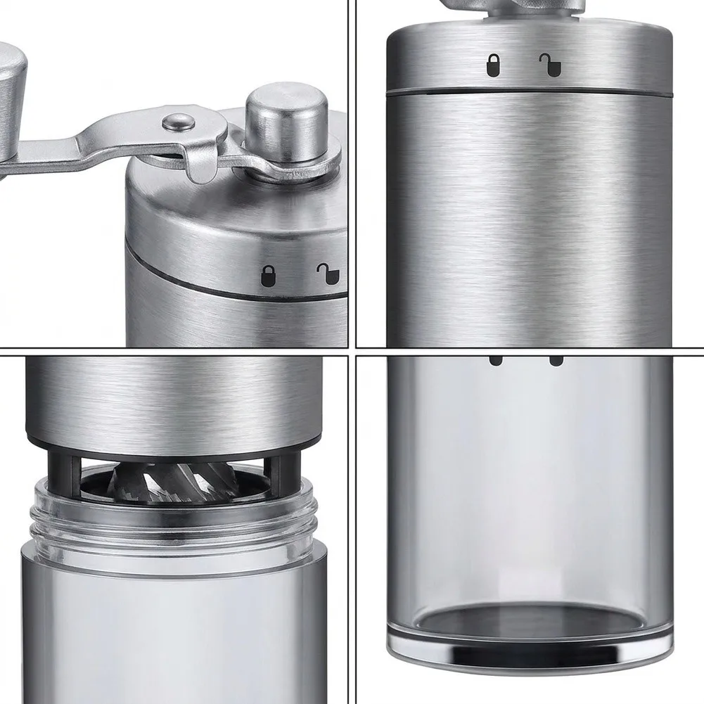 Robust Stainless Steel Hand-Crank Coffee Grinder Engineered for Long-Term Use for in Home Outdoor and Mobile Environments