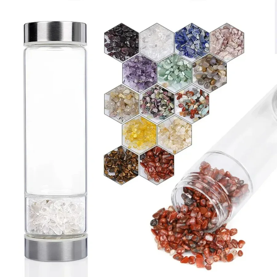 Botol Bijih Kristal Alami Diam - Outdoor Sport Glass Water Bottle ulasan dan harga