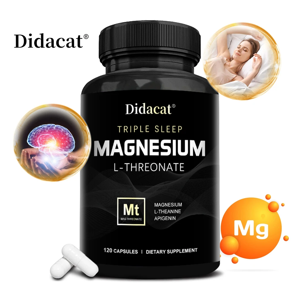 120 Vegetarian Capsules Magnesium L-Threonate Promotes Brain Health, Memory, Focus, Muscle Recovery and Relaxation