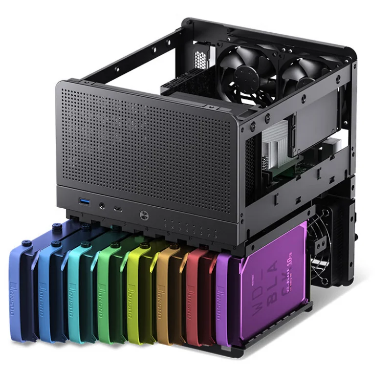 Jonsbo n3 nas mini gehäuse aluminium itx chassis 8 festplatten unterstützung 130mm cpu kühler 250mm grafikkarte mit mm * 2 lüfter n2 chassis