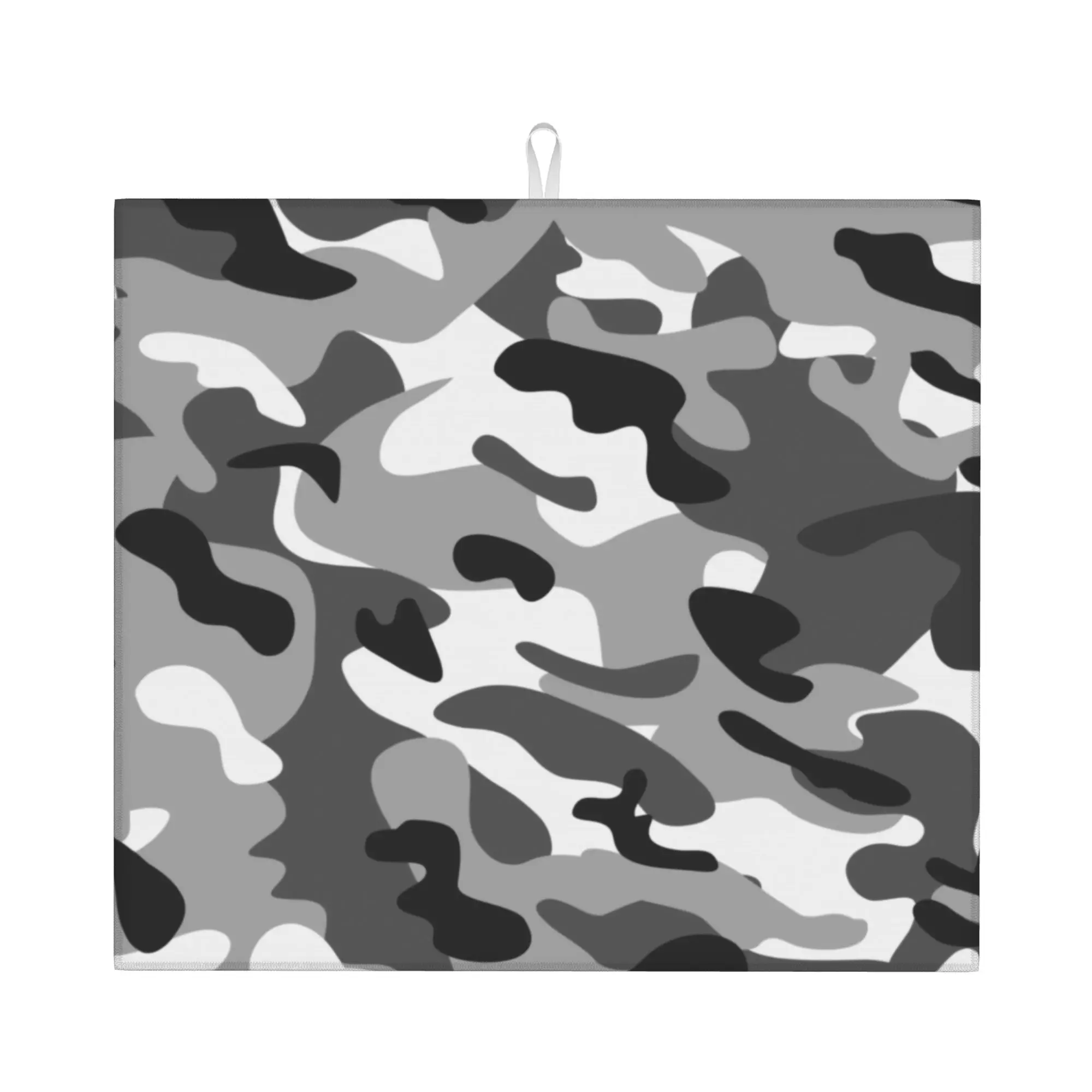 Drying Mat For Kitchen Grey Camouflage Water Absorbent Waterproof Military Army Camo On Slip Kitchen Counter Protector Mat