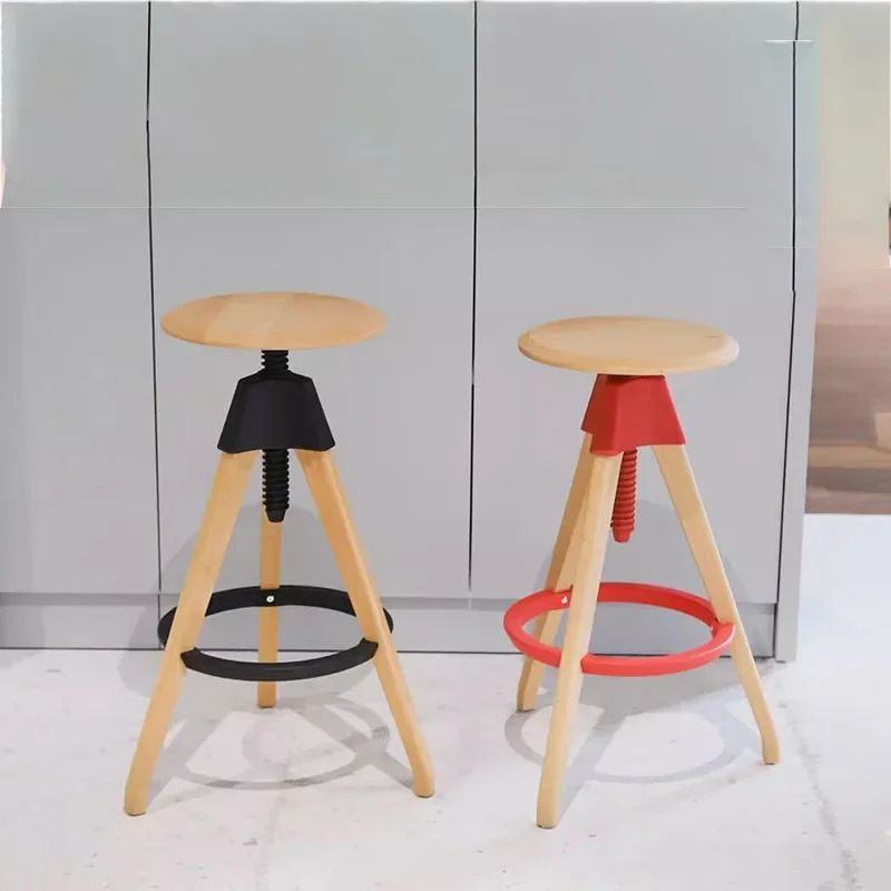 Industrial Levantamento Bar Stool, Round Rattan Stool, Mobiliário Ajustável, Sala de Jantar e Terraço, Designer