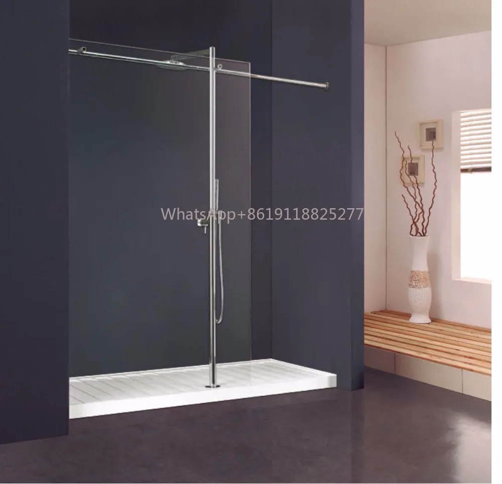 

Tempered Glass Sliding Bath Shower Door Luxury One Person Straight Shower Doors Frameless