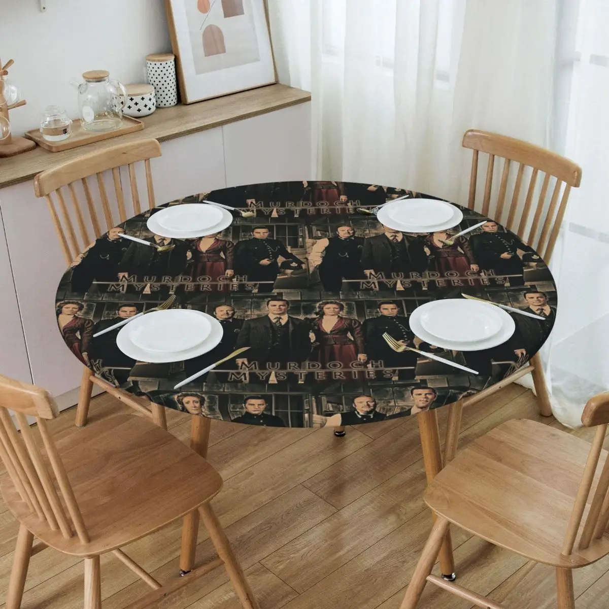 Murdoch Mysteries Dramatic Prin Waterproof Round Tablecloth Oilproof Table Cloth for Kitchen Events Dining Table Cover