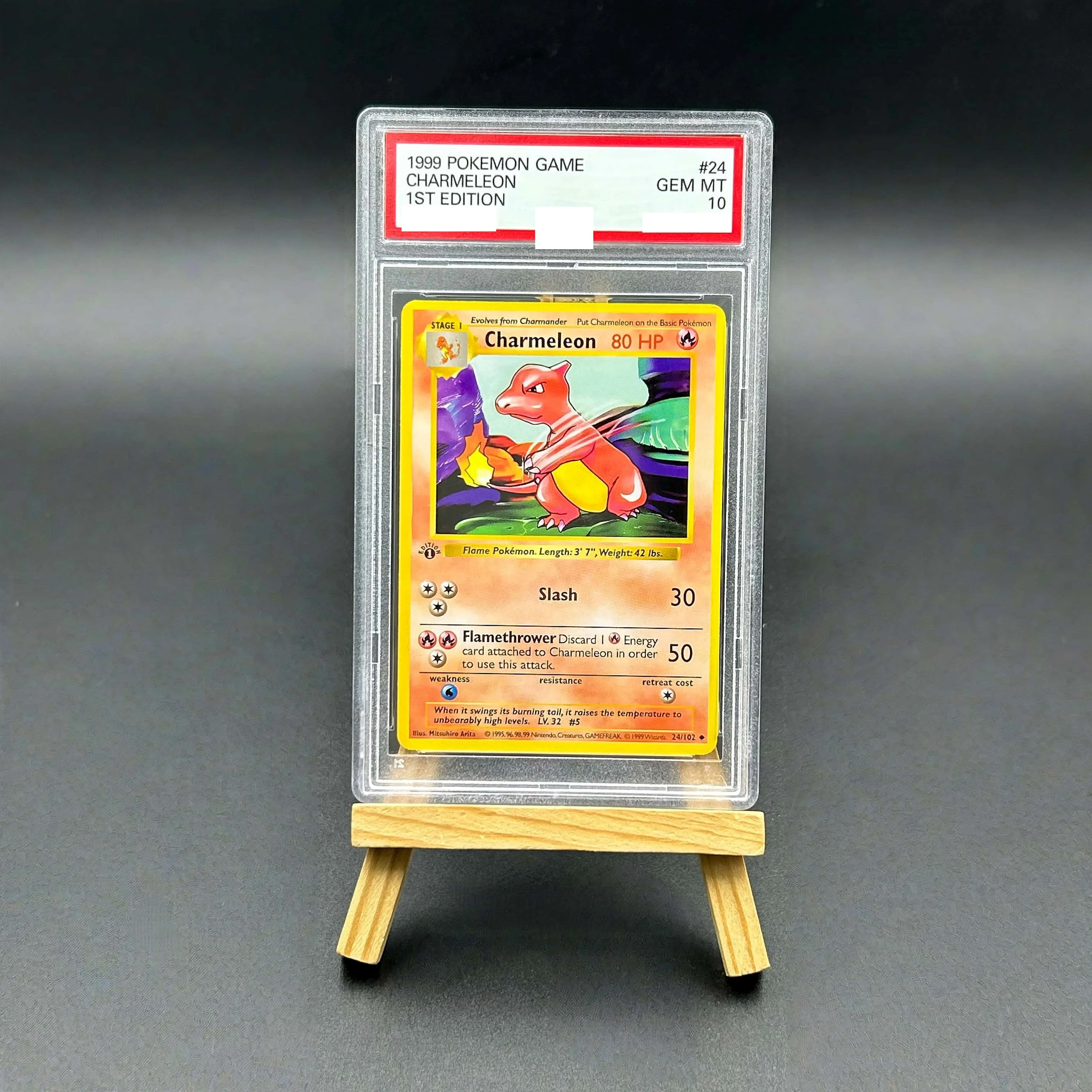 

1999 Pokemon Base Set Charmeleon Textured Card - 1st Edition Gem Mint 10 Collectible TCG