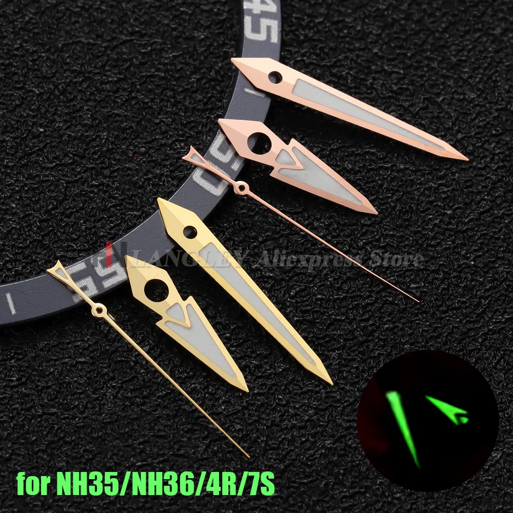 C3 Green Luminous Watch Hands For NH35 NH36 NH37 NH38 NH39 NH70 4R/7S Movement Watch Accessories Silver/Gun/Gold/Rose Gold