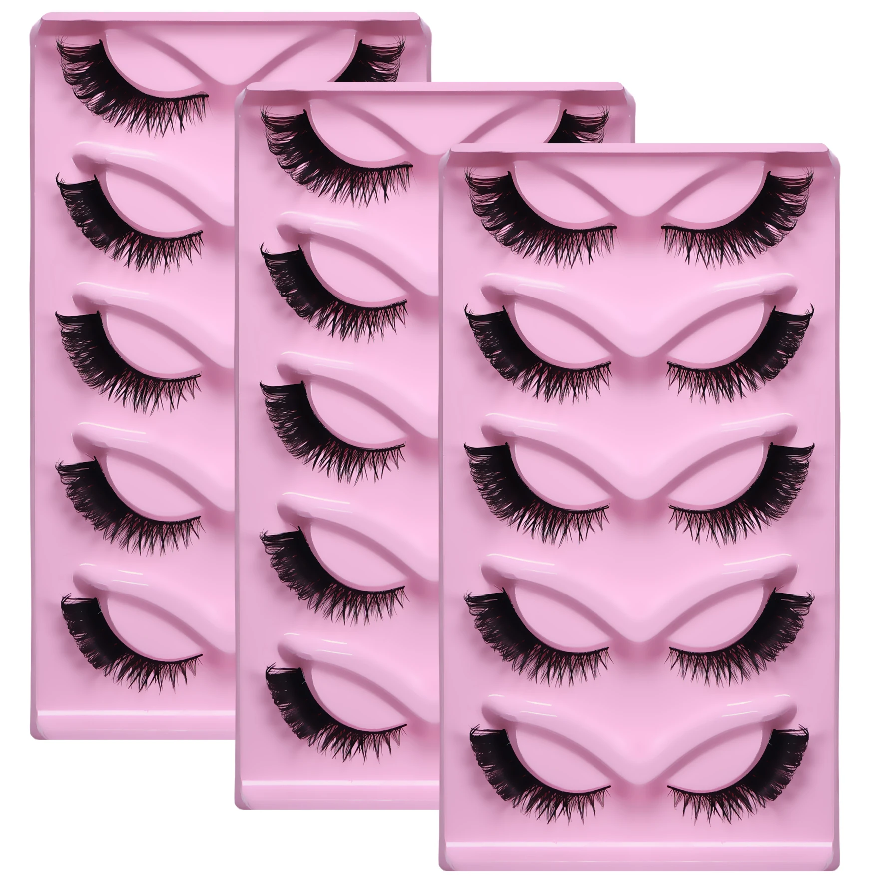 15 pares/3 paquetes de pestañas de ojos de gato pestañas postizas finas extensiones de pestañas de ojos de gato esponjosas pestañas postizas