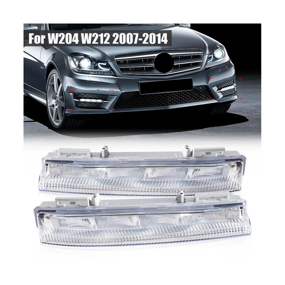 Luces de circulación diurna DRL delanteras izquierda, Luz antiniebla para mercedes-benz W204, W212, C250, C280, C350, E350, 2007-2014