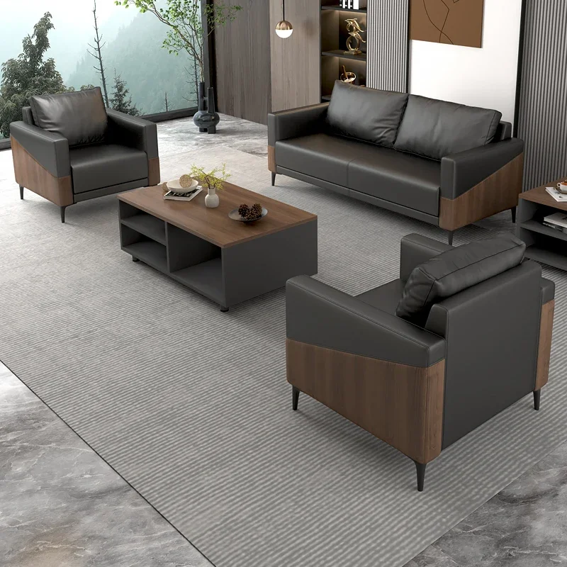 أريكة مكتب رئيس بسيطة الرجعية غرفة استقبال الأعمال مكتب صالة منطقة طاولة القهوة مجموعة ثلاثة أشخاص #3