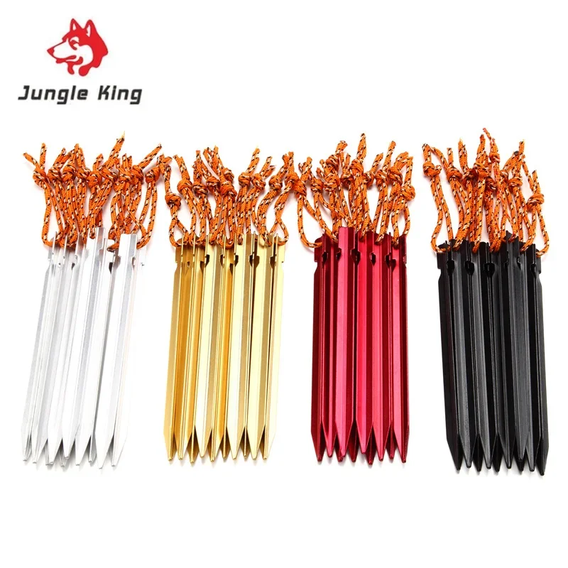 

Jungle King 8pcs Aluminument Tent Pegs Nail with Rope Camping Hiking Equipment Outdoor Traveling Tent Camping Accessories 18CM