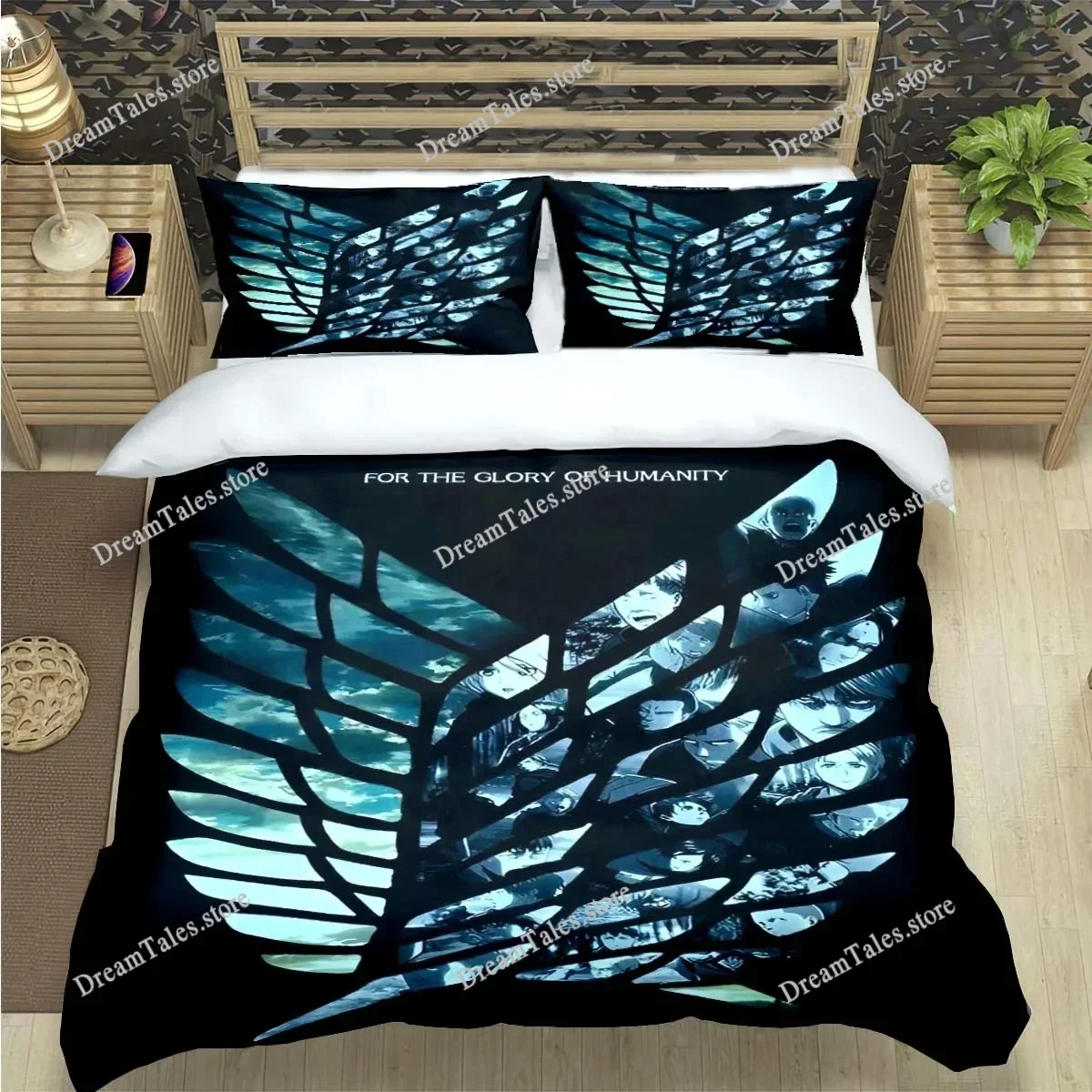 Famous Cartoon Anime A-Attack on Titan Print Bedding Sets Bed Supplies Set Comforter Set Teens Girl Cartoon Twin Single Kid Gift