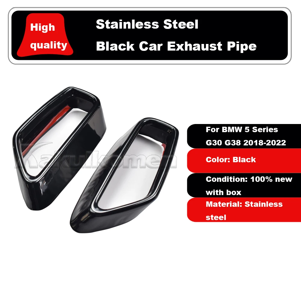 Für BMW 5er Serie G30 G31 2018-2021 Edelstahl Schwarz Auspuffrohr-Abdeckung Aufkleber Außenmodifikation Auto-Zubehör – Detail 6