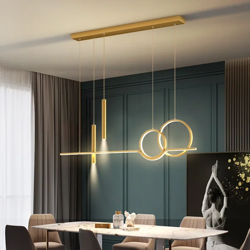 

Modern simple dining room table bar Nordic minimalist strip creative design sense butterfly chandelier