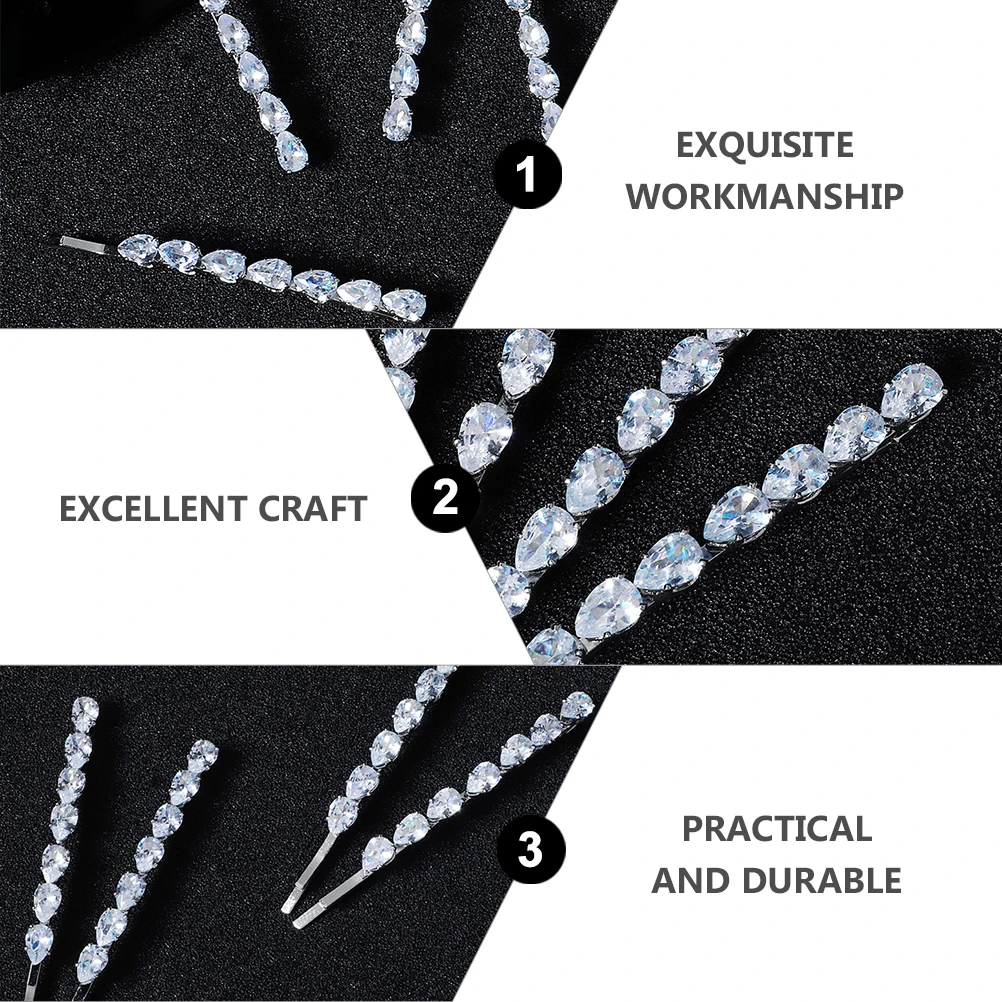

4Pcs Rhinestone Hair Clips Barrettes Crystal Accessories Metal Hairpin Women Hairstyles Occasions Wedding Banquets