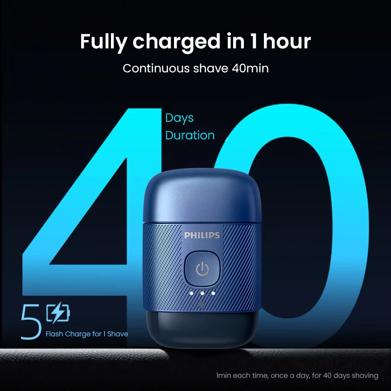 ماكينة حلاقة فيليبس الكهربائية، ماكينة حلاقة كهربائية محمولة، ماكينة حلاقة صغيرة تحميق الرأس وشحن الحلاقة الرطبة والجافة من الفولاذ المقاوم للصدأ #3