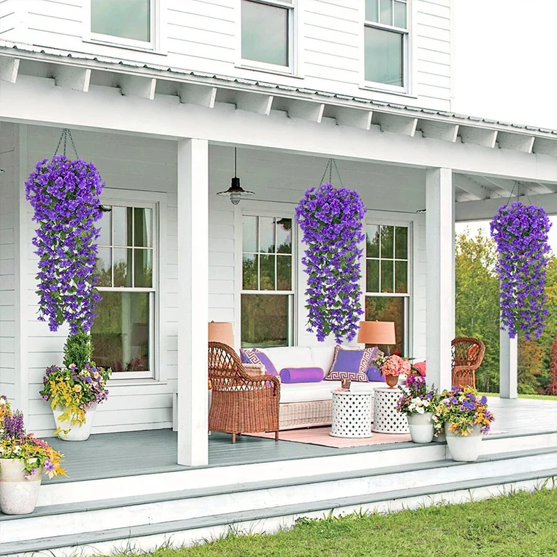 Künstliche violette Efeu-Hängeblumen, Hochzeitsbogen, Party-Dekoration, Zuhause, Zimmer, Garten, Terrasse, Outdoor-Dekoration, gefälschte Blumengirlande – Detail 3