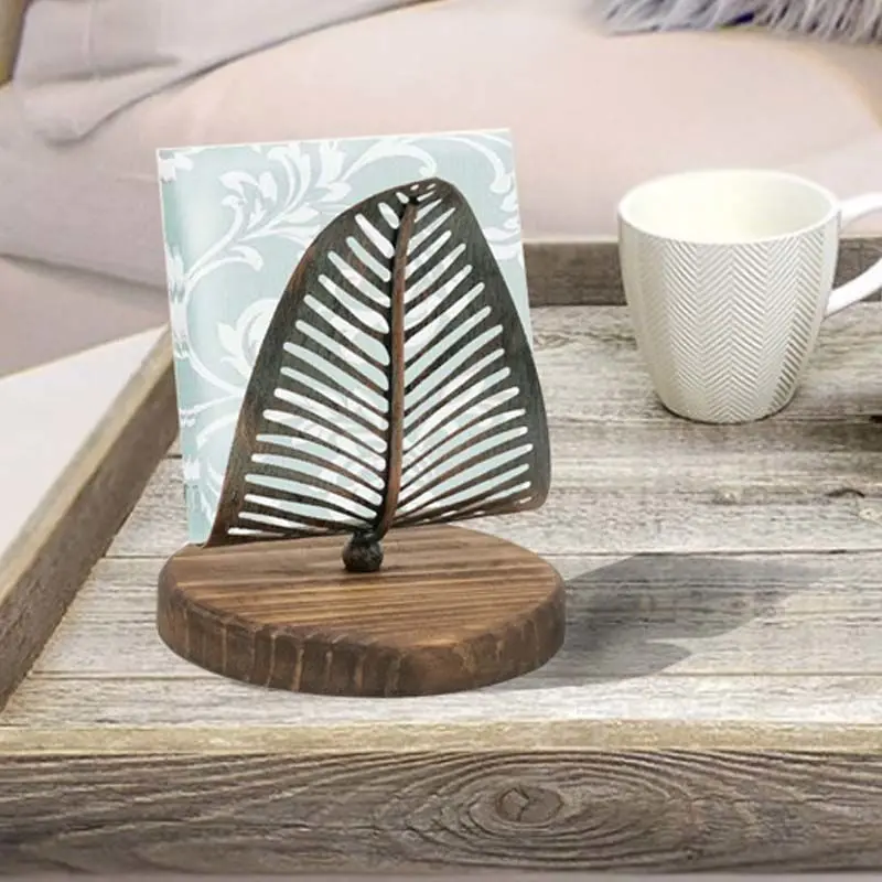 Vintage Leaf Table Tissue Holder Napkin Rack Stand Metal Art Craft Home Decoration Hotel Restaurant Desktop Cafe Ornaments Gift