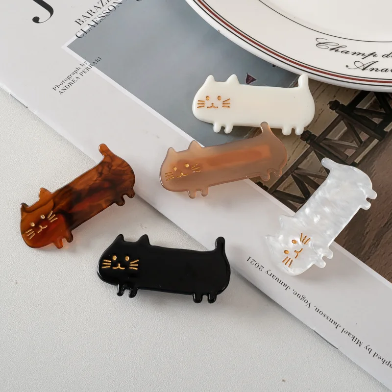 Niedliche Katzen-Haarnadel für Damen am Rand der Fransen, mit niedlichem Entenschnabel-Clip im kurzbeinigen Katzenstil für eine frische Frisur AC – Detail 1