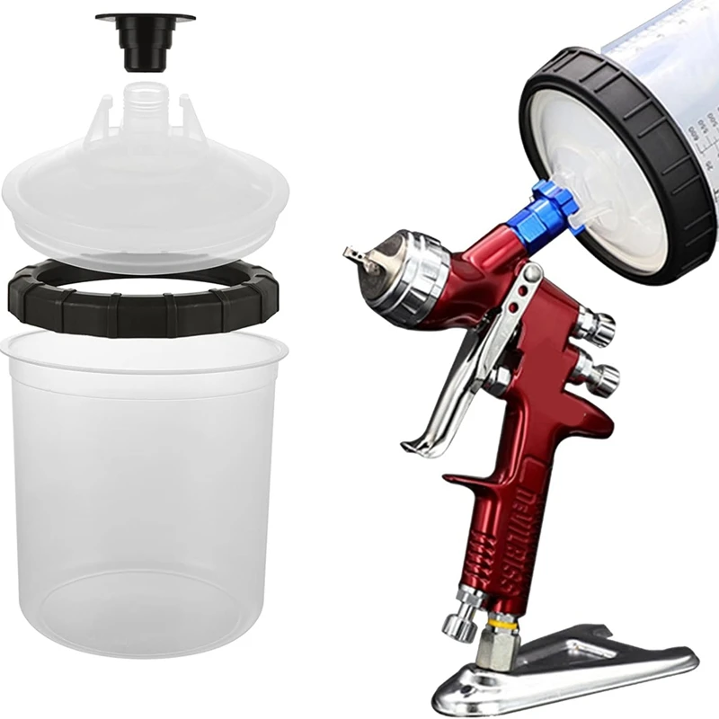 Tazza di miscelazione per spruzzatore di vernice usa e getta da 25 pezzi per pistola per verniciatura automobilistica, kit per pistola per verniciatura a vernice da 20 OZ (600 ml) durevole e facile da installare