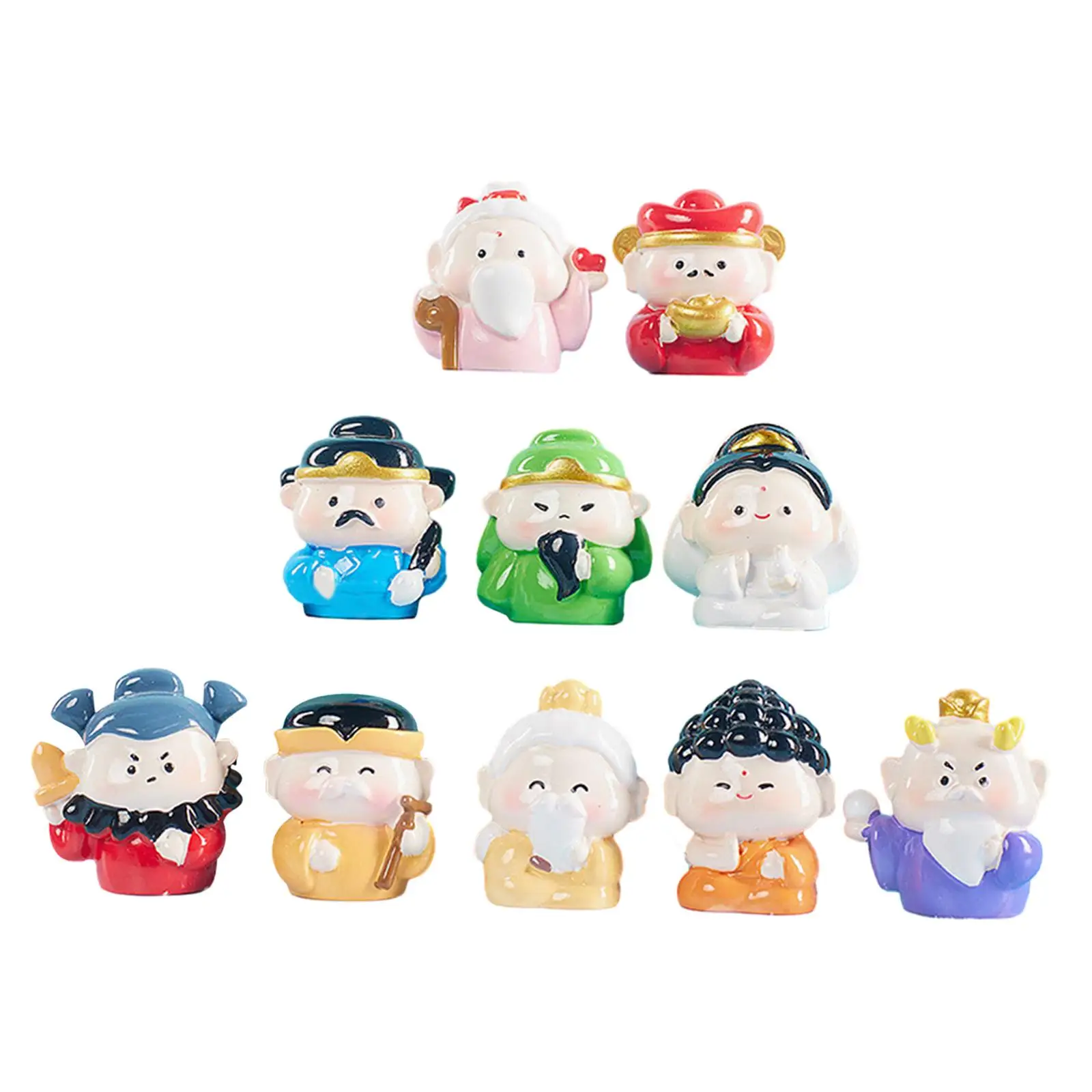 

10x Traditional Chinese God Figurines Fengshui Statue for Bedroom Car Office