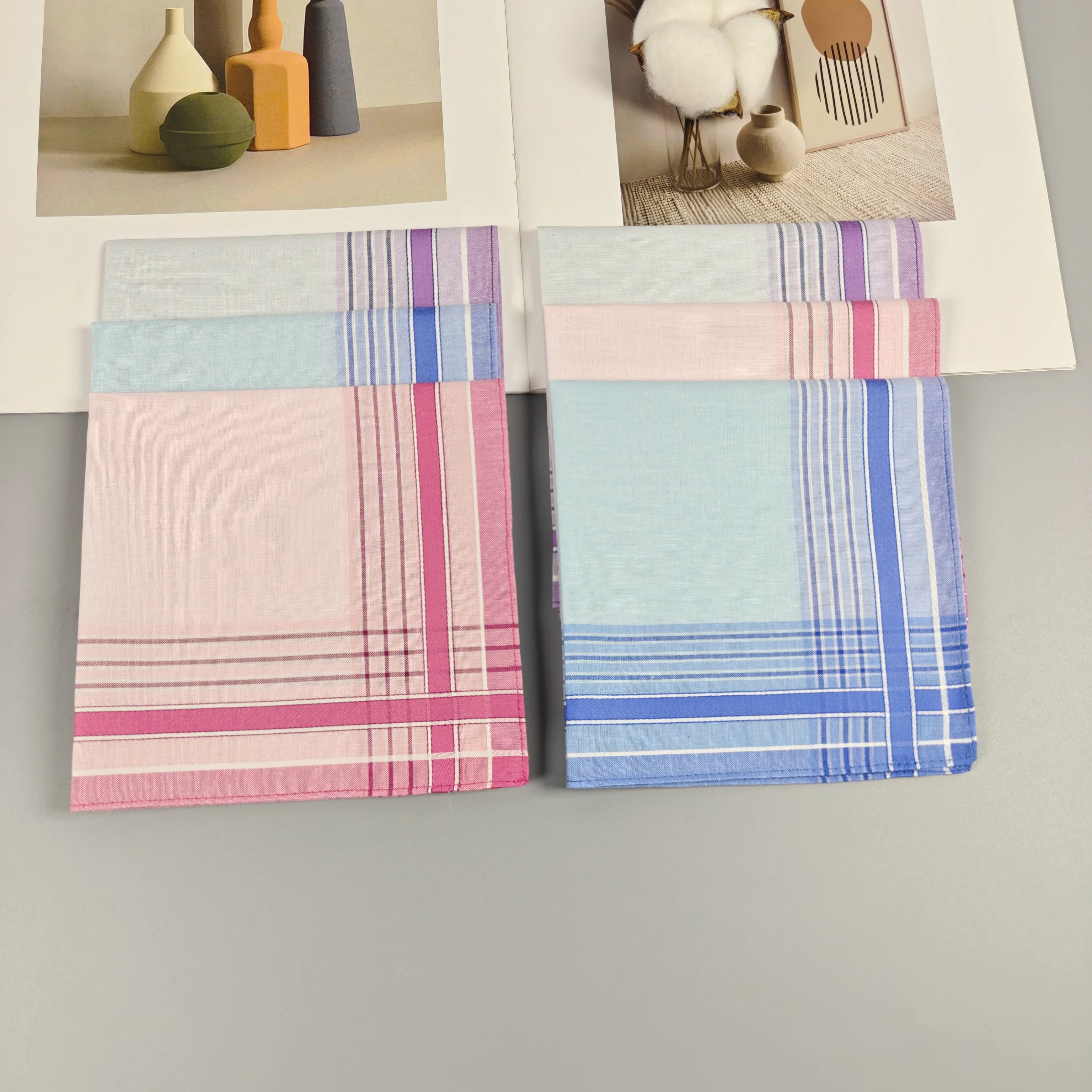 

Тонкий, 29 см/11,4 унций хлопка, серия в свежую полоску, небольшой носовой платок, модное украшение, мягкое и впитывающее пот, 3/6 шт.