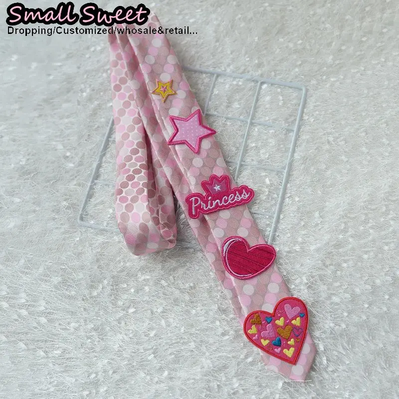 Women Y2K Girl Pink Tie Female Princess Style Heart Applique Decoration Sweet Lolita JK Uniform Shirt Bow Tie Elegant Trendy