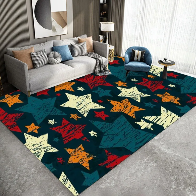 Bunte, einzigartige, in Pentagrammform, Heimdekoration, quadratischer Teppich zum Dekorieren von Wohnzimmer, Schlafzimmer, Spielzimmer, rutschfestes Fußpolster