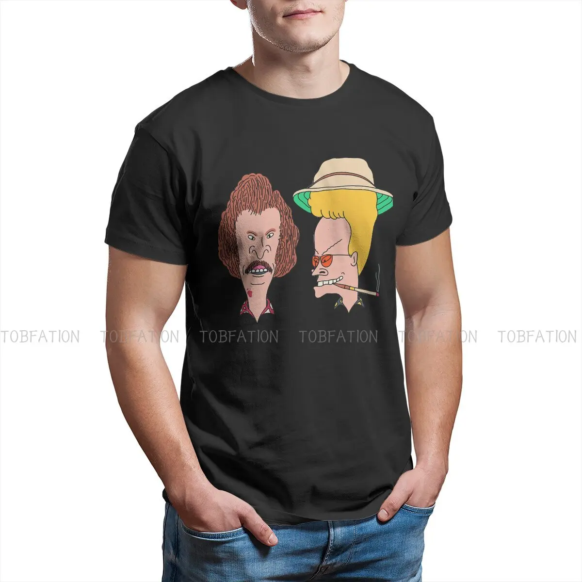 In the Style of Fear and Loathing in Las Vegas Beavis and Butthead Men Polyester T Shirt Crewneck TShirt Harajuku Streetwear