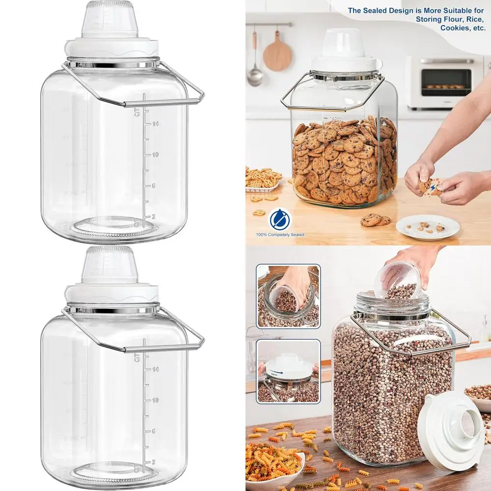 

5-Gallon Square Mouth Glass Jar with Stainless Steel Handle for Airtight Storage, Ideal for Terrariums, Mead Making, and Dog Tre