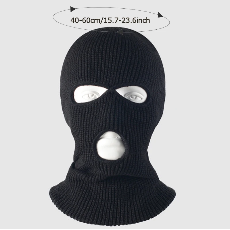 Full Face Cover Ski Mask Hat 3 Holes Balaclava Army Tactical CS Windproof Knit Beanies Bonnet Winter Warm Unisex Caps