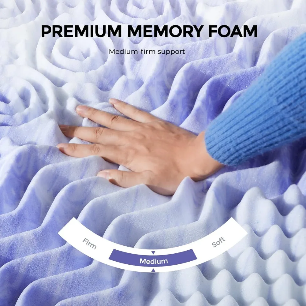 Dreamsmith 3 بوصة 7-Zone Queen Memory Foam Mattress Topper، وسادة مرتبة إسفنجية مملوءة من جل التبريد، سرير بحجم كوين، CertiPUR-US C