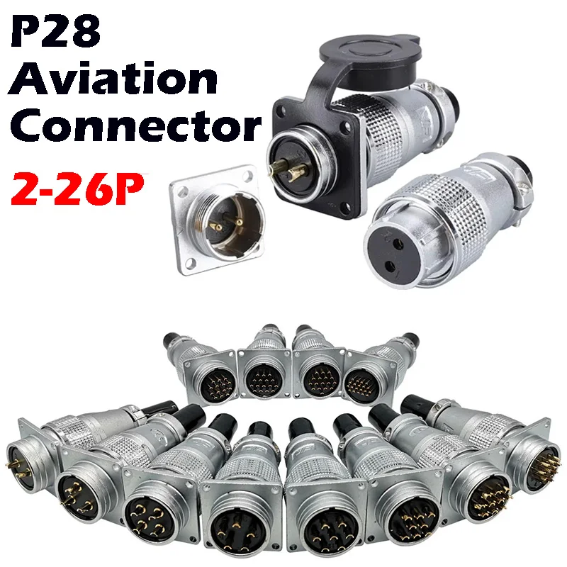 

P28 Aviation Square Plug Socket Connector—Circular, Butt Joint, Male and Female.2/3/4/5/7/10/12/14/16/19/20/24 Pin P28K2Q PLS28