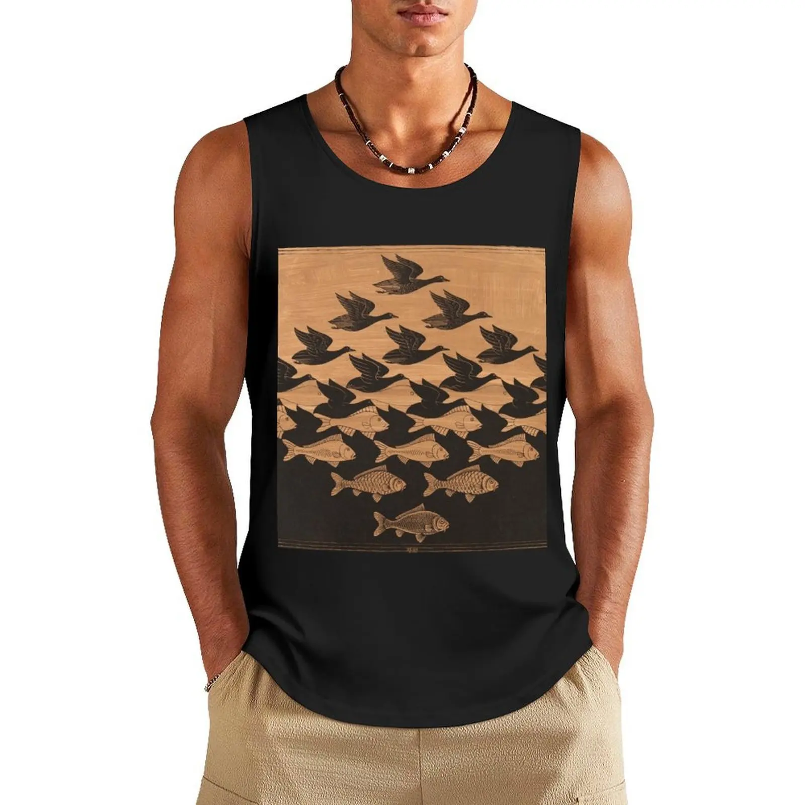

M.C Escher Tank Top clothing men gym clothing sleeveless shirt man gym Men's summer clothes