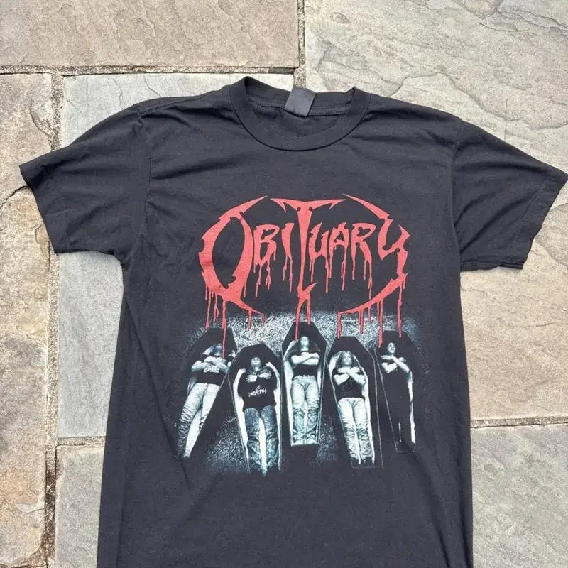 Vintage Obituary Skullpile 90s Coffin T Shirt 1990s Cause Of Death 3D Emblem