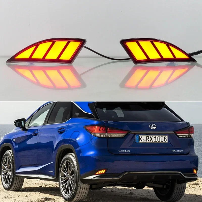 LED Rear Bumper Reflector Light For Lexus RX300 RX350 RX450h 2020-2022 3-in-1 Functions Rear Running Light + Brake + Turn Signal